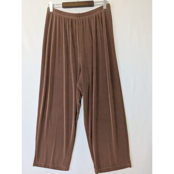 Citiknits Womens Brown Slinky Pull-On Pants Size Large‎ High-Waist Stretchy New - Picture 1 of 9